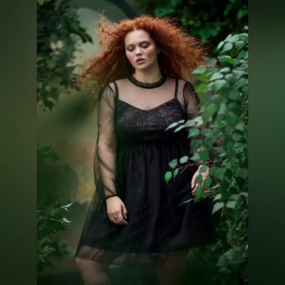 Torrid Nightfall Black Goth Fairy Whimsigoth Tulle Dress Sz 3X Nwt - Picture 4 of 5